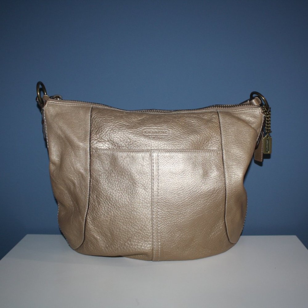 Coach gold leather hobo bag